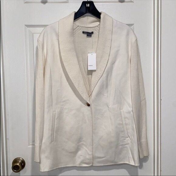 NEW VINCE Shawl Collar Wool Cardigan Wool Sweater Winter White Size Small - Picture 2 of 8